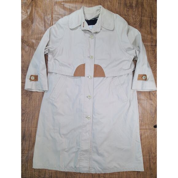 LONDON FOG Overcoat Trench Coat 8 Petite Removable Fleece Lining Tan - Picture 7 of 7